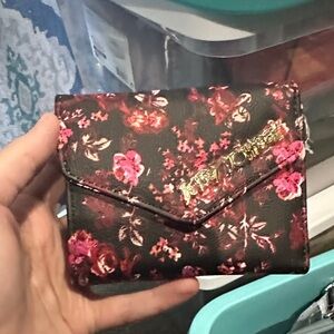 Betsey Johnson Black and Pink Floral Wallet